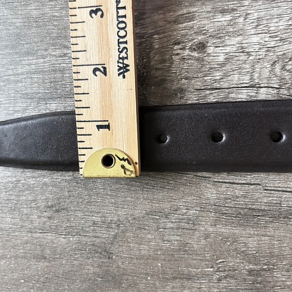 VTG W Kleinberg Leather Belt 44‎ Brown Gold Buckle USA Designer Classic Minimal